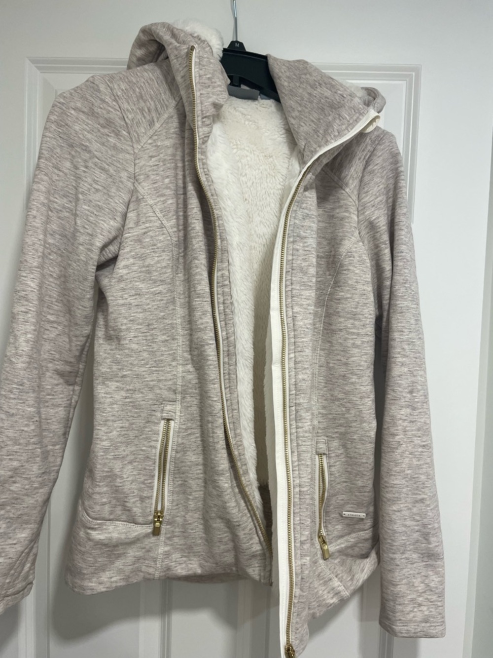 Gray Hooded Jacket with Sherpa Lining